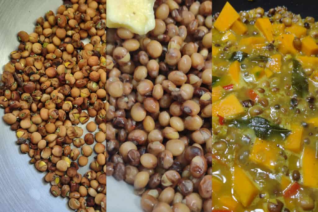 cooking pigeon peas wash soak boil curry