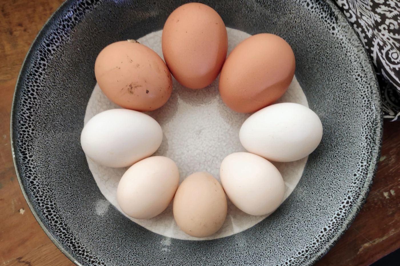 Guinea fowl egg and types of chicken egg.